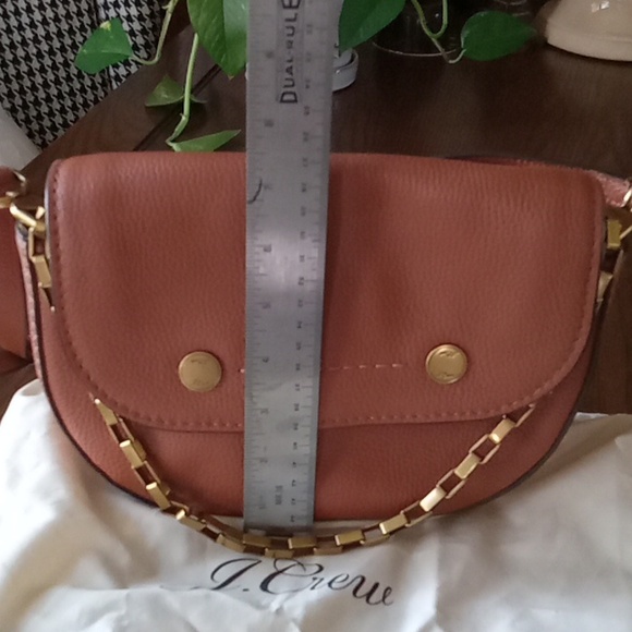J Crew handbag with chain handle or crossbody style All leather w/ bag protector - Picture 2 of 7
